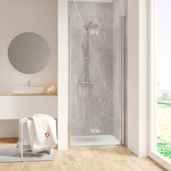 Porte de douche pivotante-pliante, verre 6 mm, profilé aspect chromé, Garant, Schulte, 80 x 200 cm, ouverture vers la droite