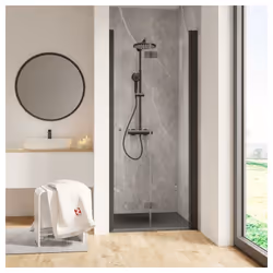 Porte de douche pivotante-pliante, Profilé noir Une porte pivotante-pliante est une solution très appréciée et pour cause. Le ...