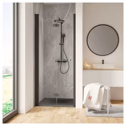 Porte de douche pivotante-pliante, Profilé noir Une porte pivotante-pliante est une solution très appréciée et pour cause. Le ...