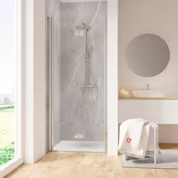 Porte de douche pivotante-pliante, Profilé chromé Une porte pivotante-pliante est une solution très appréciée et pour cause. ...