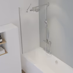 Pare-douche fixe, verre 5 mm, paroi de baignoire 1 volet Capri, écran de baignoire fixe Schulte, Verre transparent, profilé a ...