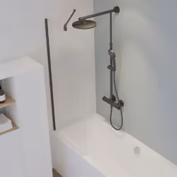 Schulte pare-baignoire 70x140 cm réversible paroi de baignoire fixe verre 5 mm transparent 1 volet profilé noir Capri
