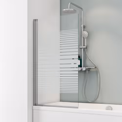 Pare-douche rabattable, 1 volet Capri, paroi - écran de baignoire pivotant Schulte, Verre 5 mm, décor sérigraphié rayures, pr ...