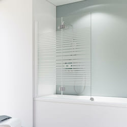 Schulte - Pare-baignoire pliant, verre 5 mm, paroi de baignoire 2 volets, écran de baignoire pivotant 114 x 140 cm, décor rayures horizontales,