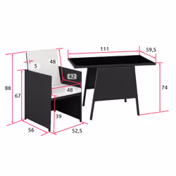 TecTake 403096 ensemble de meubles de jardin Noir