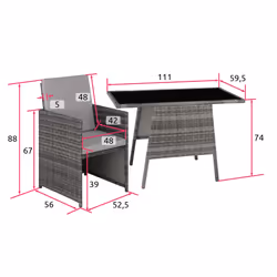 TecTake 403097 ensemble de meubles de jardin Gris
