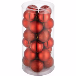 Lot de 24 boules de Noël rouges 24 boules de Noël rouges rouge