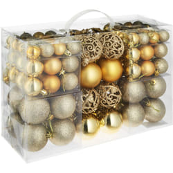 Lot de 100 boules de Noël dorées assorties 100 boules de Noël dorées  jaune or