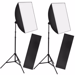 TECTAKE Kit éclairage studio 2 softbox + 2 trépieds + 2 sacs de rangement noir