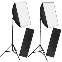 TECTAKE Kit éclairage studio 2 softbox + 2 trépieds + 2 sacs de rangement noir