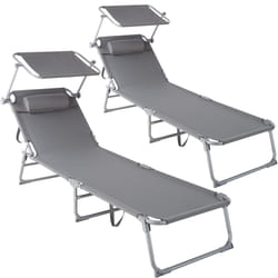 TecTake 403414 chaise de plage Gris Polyester, Acier