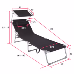 TecTake 403415 chaise de plage Noir Polyester, Acier - Vue supplémentaire 6
