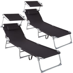 TecTake 403416 chaise de plage Noir Polyester, Acier
