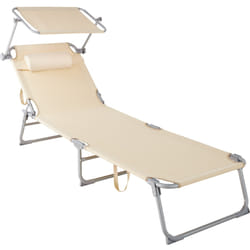 TecTake 403417 chaise de plage Beige Polyester, Acier