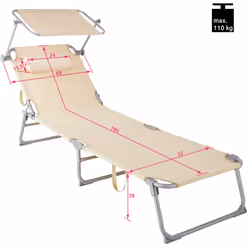 TecTake 403417 chaise de plage Beige Polyester, Acier - Vue supplémentaire 6