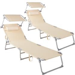 TecTake 403418 chaise de plage Beige Polyester, Acier