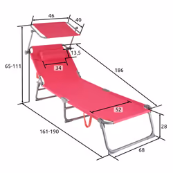 TecTake 403419 chaise de plage Rose Polyester, Acier - Vue supplémentaire 6