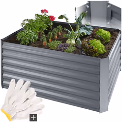 Carré potager 600 L en acier galvanisé  argent