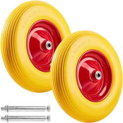 TECTAKE 2 Roue pour brouette caoutchouc plein jaune