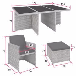 TecTake 403641 ensemble de meubles de jardin Gris