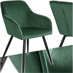 Chaise Rembourrée aspect velours Dossier ergonomique vert foncé/noir