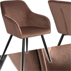 Chaise marilyn Effet Velours Style Scandinave Rembourrée aspect velours Dossier ergonomique brun-noir -