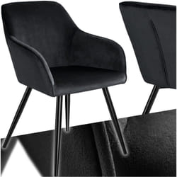 Tectake - Chaise Rembourrée aspect velours dossier ergonomique noir
