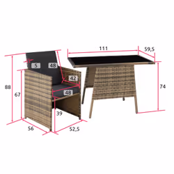 TecTake 403733 ensemble de meubles de jardin Marron