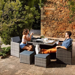 TecTake 403756 ensemble de meubles de jardin Gris