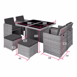 TecTake 403844 ensemble de meubles de jardin Noir