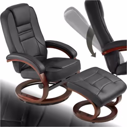 Description générale Fauteuil Relax TV avec Pouf/Tabouret Noir TECTAKE, inclinable et pivotant, conçu pour un confort optimal ...