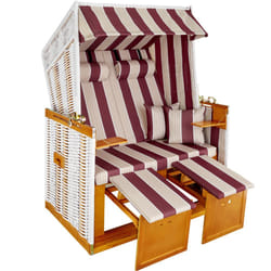 TecTake 403908 chaise de plage Rouge, Blanc Textile, Plastique, Polyester, Bois Couché(e)/assis(e)