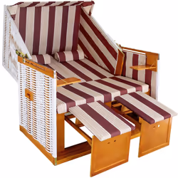 TecTake 403908 chaise de plage Rouge, Blanc Textile, Plastique, Polyester, Bois Couché(e)/assis(e)
