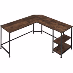 Bureau - TECTAKE - Table de bureau en L HAMILTON avec 2 compartiments 138 x 138 x 755 cm - Bois foncé