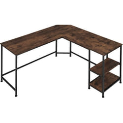 Bureau - TECTAKE - Table de bureau en L HAMILTON avec 2 compartiments 138 x 138 x 755 cm - Bois foncé