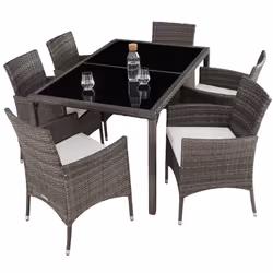 TecTake 404321 ensemble de meubles de jardin Blanc, Gris