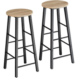 Tectake - Lot de 2 tabourets de bar en Bois et acier Hauteur d'assise 72,5 cm