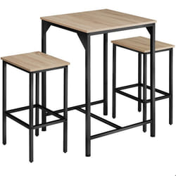 TABLE HAUTE - TECTAKE - Ensemble de bar INVERNESS En 3 parties Table avec 2 tabourets - Bois Clair