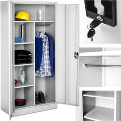 Tectake - Vestiaire en métal en Acier lâqué époxy avec 2 Portes battantes renforcées 180 x 80 x 40 cm