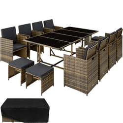 TecTake 404395 ensemble de meubles de jardin Gris, Marron