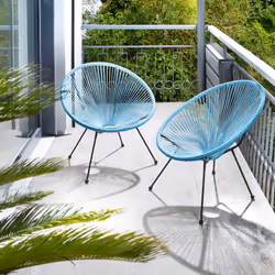 TecTake 404409 chaise d'extérieur Acier, Plastique Bleu