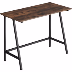 Bureau - TECTAKE - Table de bureau rectangulaire NEWTON en bois et acier 100 x 50 x 77 cm - Marron foncé