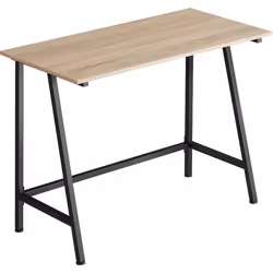 Bureau - TECTAKE - Table de bureau rectangulaire NEWTON en bois et acier 100 x 50 x 77 cm - Marron clair