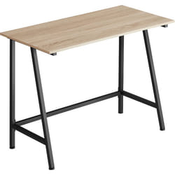 Bureau - TECTAKE - Table de bureau rectangulaire NEWTON en bois et acier 100 x 50 x 77 cm - Marron clair