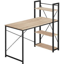 Bureau - TECTAKE - Table de bureau HERSHEY avec 3 compartiments de rangements 122 x 61 x 120 cm - Marron clair