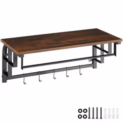 Porte-manteau à suspendre style industriel  Bois foncé industriel, rustique