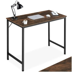 Bureau - TECTAKE - Table de bureau JENKINS en bois et acier 80 x 50 x 755 cm - Bois foncé