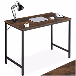 Bureau - TECTAKE - Table de bureau JENKINS en bois et acier 100 x 50 x 755 cm - Bois foncé