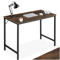 Bureau - TECTAKE - Table de bureau JENKINS en bois et acier 100 x 50 x 755 cm - Bois foncé