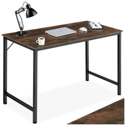 Bureau - TECTAKE - Table de bureau JENKINS en bois et acier 120 x 60 x 755 cm - Bois foncé